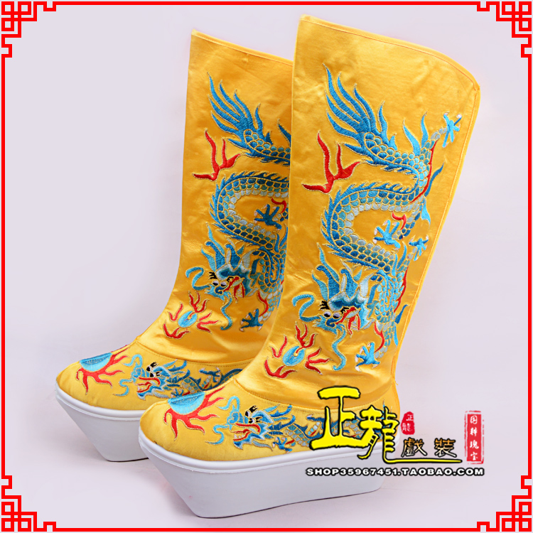 渭南皇帝龙靴变脸靴绣龙靴子厚底官靴 好龙高靴